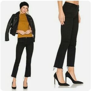 3x1 Size 24 Unfinished Hem Cropped Black Tear High Rise Bootcut Jeans